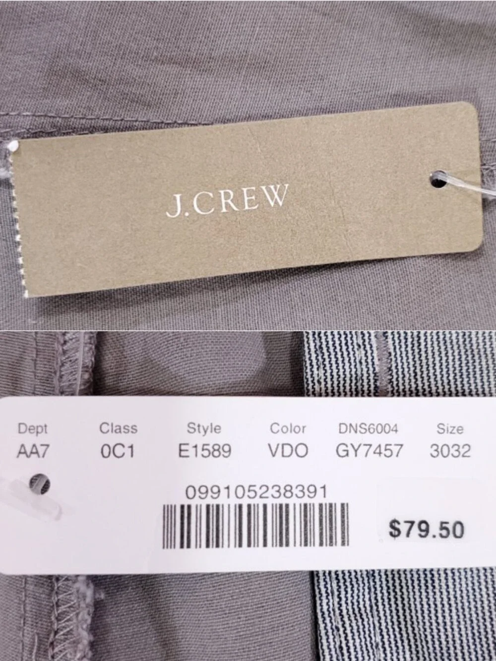 *READ* NWT J Crew Mens 30x31.5(32) 484 Slim fit Stretch Chino Pants Gray E1589